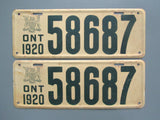 1920 YOM Clear Ontario License Plates