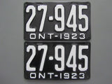 1923 YOM Clear Ontario License Plates