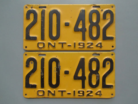 1924 YOM Clear Ontario License Plates