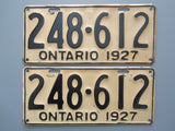 1927 YOM Clear Ontario License Plates