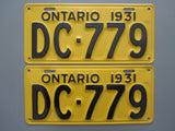 1931 YOM Clear Ontario License Plates