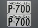 1934 YOM Clear Ontario License Plates