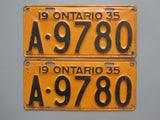 1935 YOM Clear Ontario License Plates