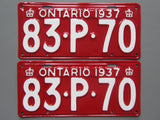 1937 YOM Clear Ontario License Plates