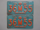 1938 YOM Clear Ontario License Plates