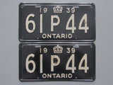 1939 YOM Clear Ontario License Plates