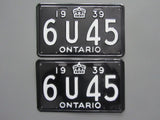 1939 YOM Clear Ontario License Plates