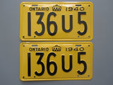 1940 YOM Clear Ontario License Plates