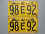 1940 YOM Clear Ontario License Plates