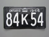 1946 YOM Clear Ontario License Plate