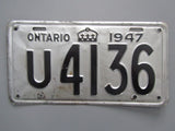 1947 YOM Clear Ontario License Plate
