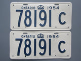 1954 YOM Clear Ontario License Plates