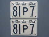 1954 YOM Clear Ontario License Plates