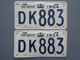 1954 YOM Clear Ontario License Plates