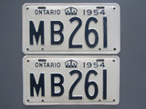 1954 YOM Clear Ontario License Plates