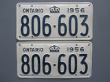 1956 YOM Clear Ontario License Plates
