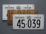1958 YOM Clear Ontario License Plates