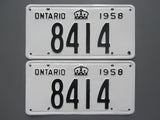 1958 YOM Clear Ontario License Plates