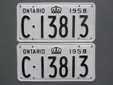 1958 YOM Clear Ontario License Plates