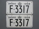 1958 YOM Clear Ontario License Plates