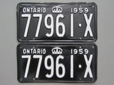 1959 YOM Clear Ontario License Plates