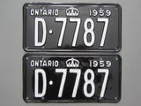 1959 YOM Clear Ontario License Plates