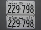 1960 YOM Clear Ontario License Plates