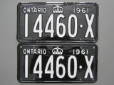 1961 YOM Clear Ontario License Plates