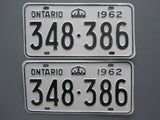 1962 YOM Clear Ontario License Plates
