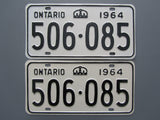 1964 YOM Clear Ontario License Plates