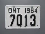 1964 YOM Clear Ontario Motorcycle License Plate