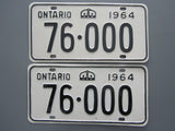 1964 YOM Clear Ontario License Plates