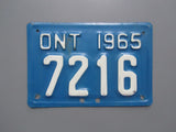 1965 YOM Clear Ontario Motorcycle License Plate