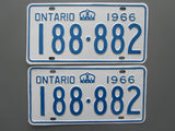 1966 YOM Clear Ontario License Plates
