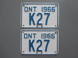 1966 YOM Clear Ontario Motorcycle License Plates