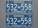1967 YOM Clear Ontario License Plates