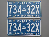 1967 YOM Clear Ontario License Plates