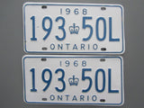1968 YOM Clear Ontario License Plates