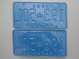 1968 YOM Clear Ontario License Plates