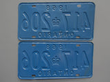 1968 YOM Clear Ontario License Plates