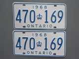 1968 YOM Clear Ontario License Plates