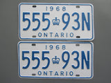 1968 YOM Clear Ontario License Plates