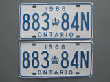 1968 YOM Clear Ontario License Plates