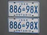 1968 YOM Clear Ontario License Plates