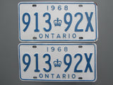1968 YOM Clear Ontario License Plates