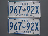 1968 YOM Clear Ontario License Plates