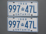 1968 YOM Clear Ontario License Plates