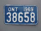 1969 YOM Clear Ontario Motorcycle License Plate