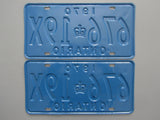1970 YOM Clear Ontario License Plates