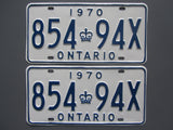 1970 YOM Clear Ontario License Plates